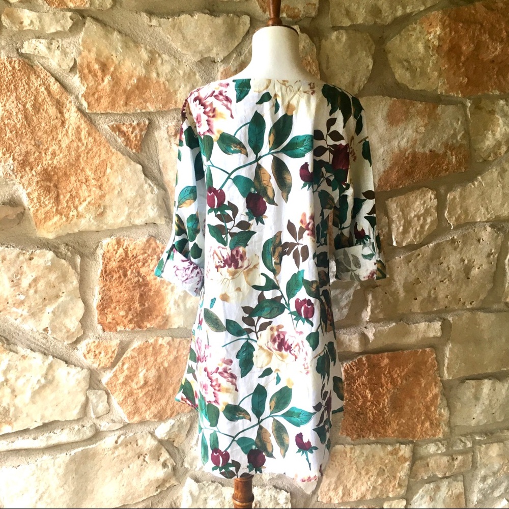 5 ⭐️ fave!! White Peony Floral Linen Tunic Dress - Picture 4 of 5